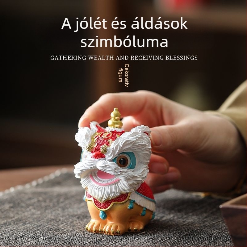 Kínai stílusú teapet, oroszlán-tánccal a vagyon vonzására, otthoni dekoráció és előszoba