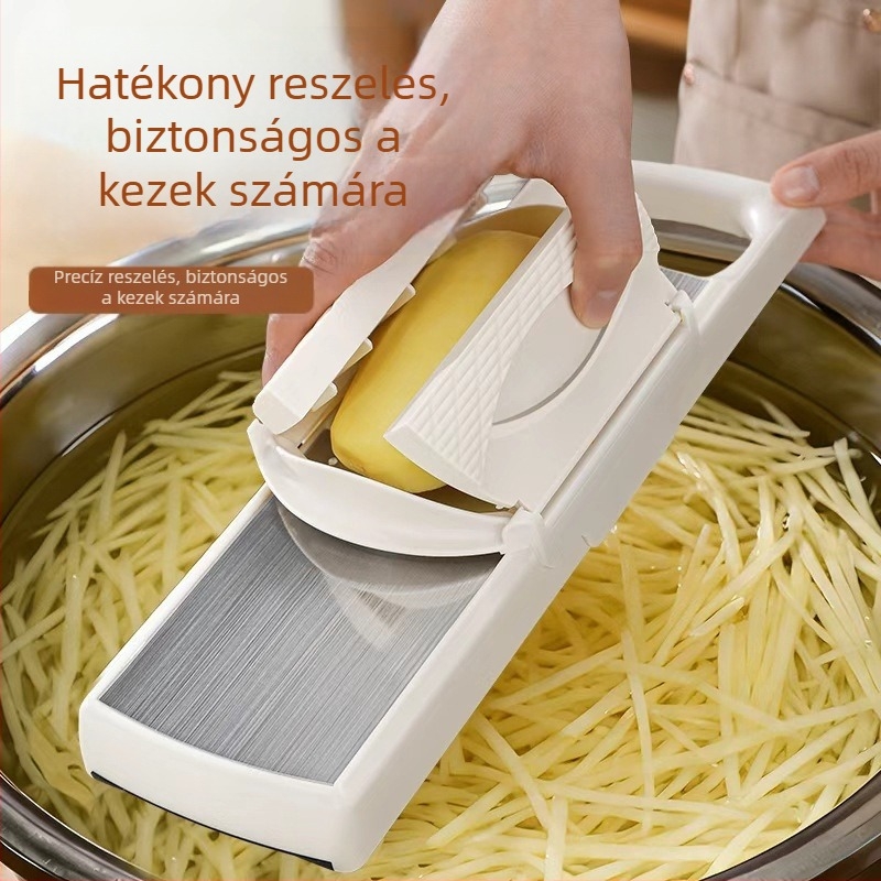 Multifunkcionális konyhai reszelő és szeletelő – durva reszelés zöldségekhez és burgonyához, rozsdamentes acél/ ABS műanyag