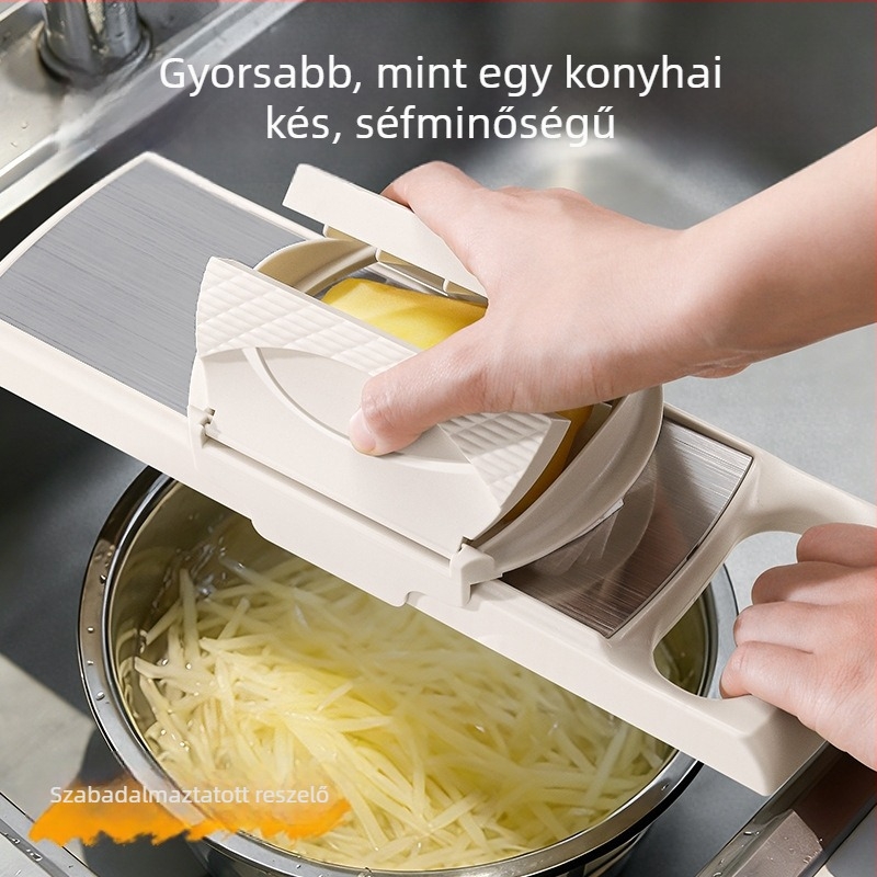 Multifunkcionális konyhai reszelő és szeletelő – durva reszelés zöldségekhez és burgonyához, rozsdamentes acél/ ABS műanyag