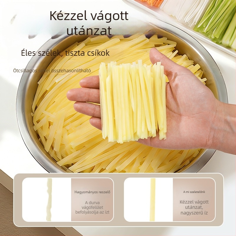 Multifunkcionális konyhai reszelő és szeletelő – durva reszelés zöldségekhez és burgonyához, rozsdamentes acél/ ABS műanyag