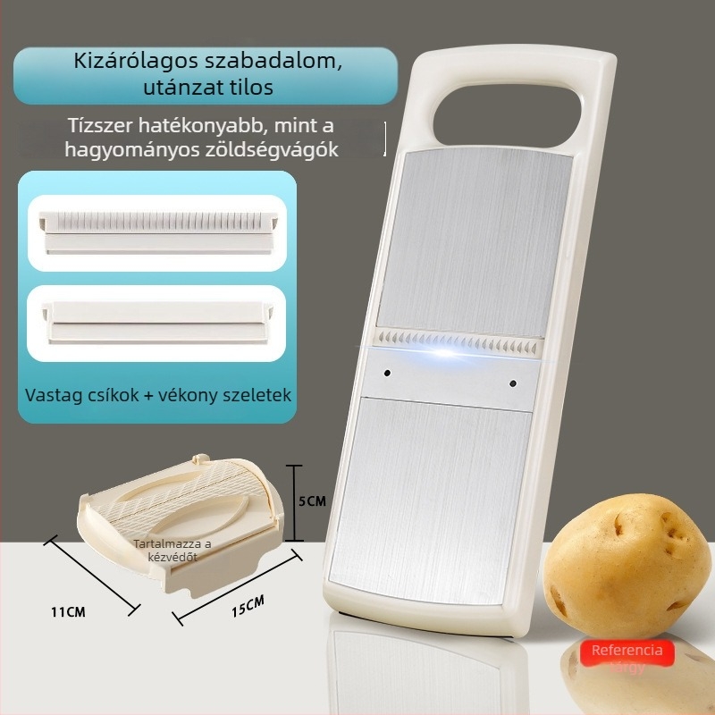 Multifunkcionális konyhai reszelő és szeletelő – durva reszelés zöldségekhez és burgonyához, rozsdamentes acél/ ABS műanyag