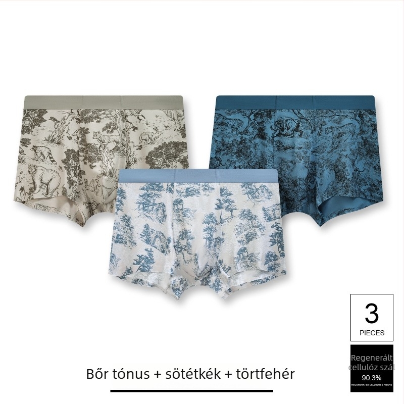 Férfi boxeralsó kínai stílusú mintás, puhák, antibakteriálisak és kényelmesek, modál bélésű, viszkózból készült, 7A osztály