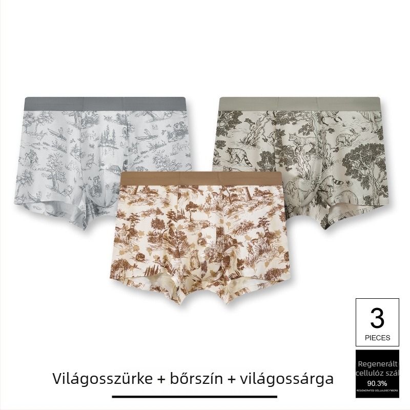 Férfi boxeralsó kínai stílusú mintás, puhák, antibakteriálisak és kényelmesek, modál bélésű, viszkózból készült, 7A osztály