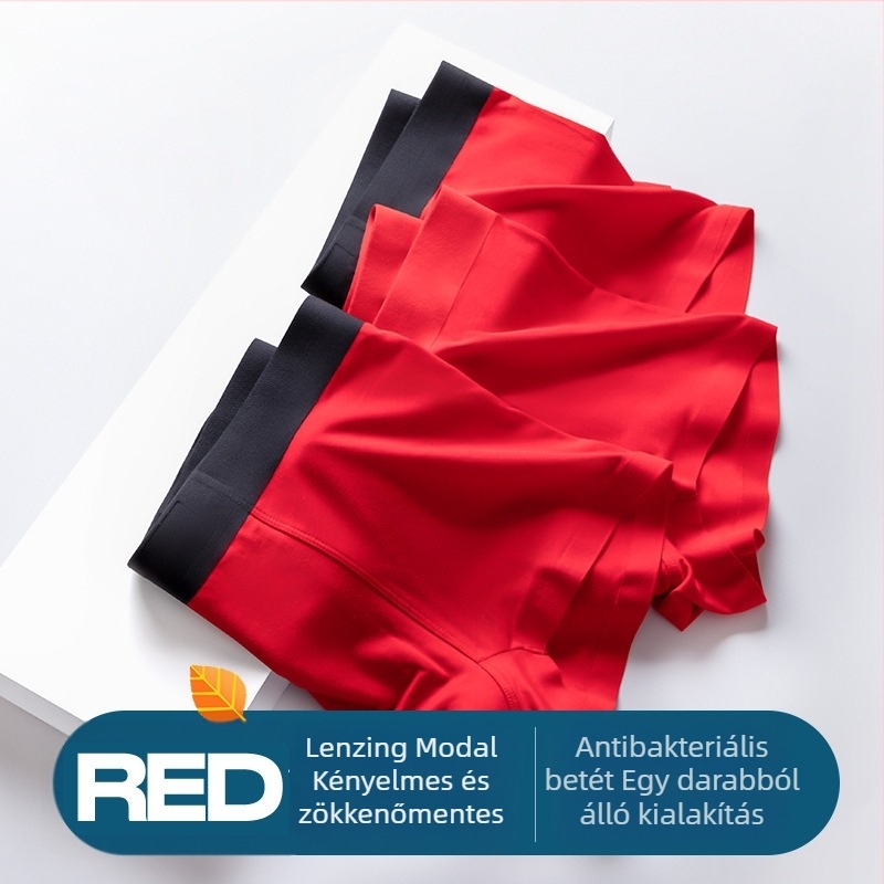 Sima varrás nélküli férfi boxer-briefs modal anyagból, piros, 50S, kiadás a születési évhez