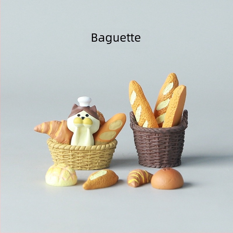 Japán zakka baguette macska — gyanta asztali és autós dísz, édes ajándék