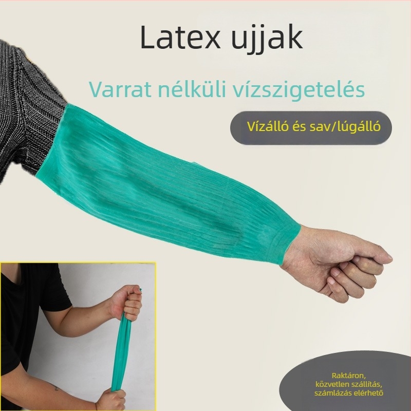 Latex védőhüvely, vízálló, olaj- és sav-bázis ellenálló, hosszított és vastított, a halászati ipar számára