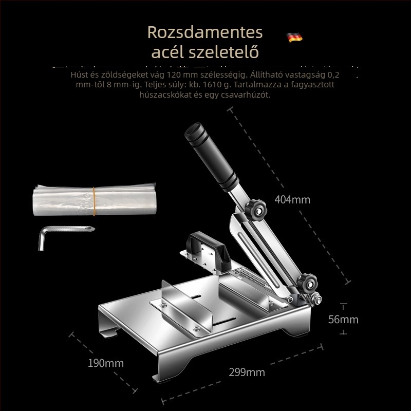 304 rozsdamentes acél bárányhús tekercs szeletelő, kompakt kézi húskés háztartási használatra; szeletel rizses süteményeket, fagyasztott húst és marhahúst