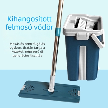 Háztartási lapos mop vödörrel – száraz és nedves tisztítás, forgó vödör készlet