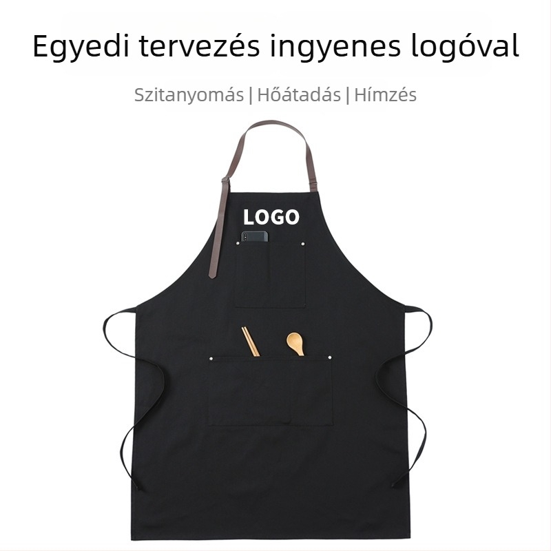 Nyakzáras vászon kötény 100% pamutból, légáteresztő, olaj-, por- és foltálló, egyszerű és sokoldalú munkához