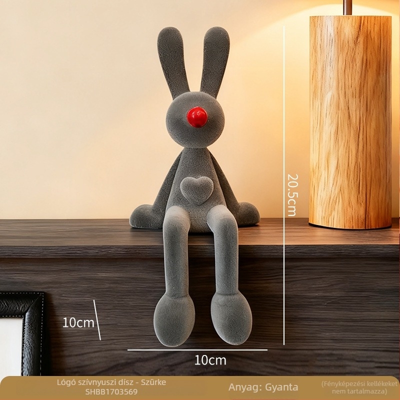 Puhas ülő nyuszi — porcelán díszfigura nappaliba, elegáns művészeti dekoráció a TV-állványhoz és a komodához