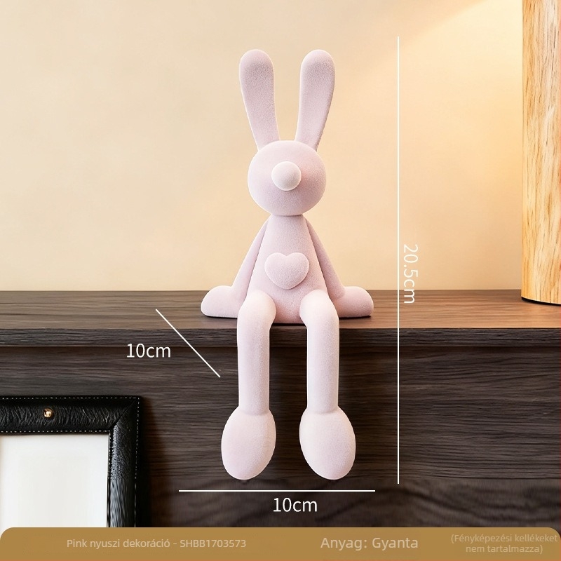 Puhas ülő nyuszi — porcelán díszfigura nappaliba, elegáns művészeti dekoráció a TV-állványhoz és a komodához