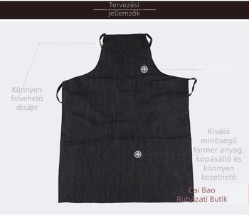 Ujj nélküli denim kötény, vastag pamutból, kopásálló és olajálló, tej-tea boltok és gyártósori műhelyek számára