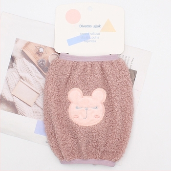Női őszi-téli rövid karvédők Teddy velúrból, macskás mintával