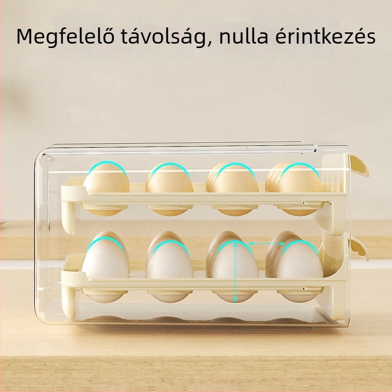 Tojástároló doboz hűtőszekrényhez, fiókos típusú konyhai tároló, zárt frissességmegőrző doboz