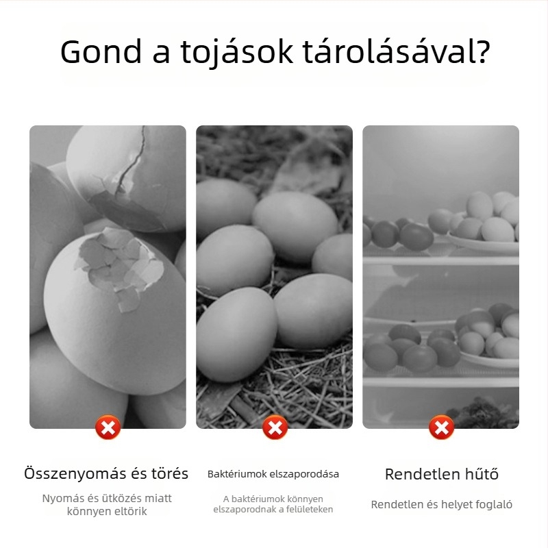 Tojástároló doboz hűtőszekrényhez, fiókos típusú konyhai tároló, zárt frissességmegőrző doboz
