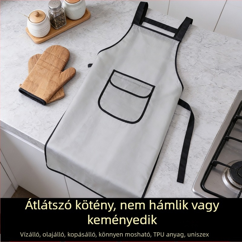 Női átlátszó TPU kötény - vízálló és olajálló, otthoni konyhára és cateringhez, modern minimalista stílus