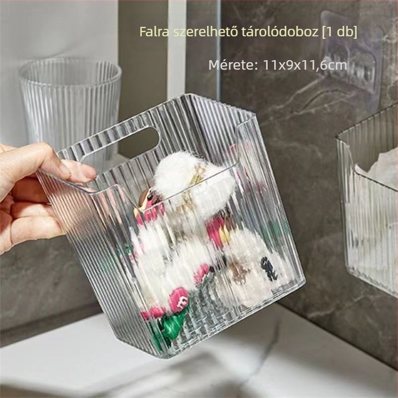 Fali akril fürdőszobai tároló arctörölközőkhöz osztott rekeszekkel