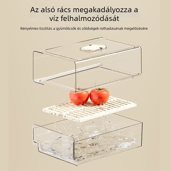 Élelmiszer-minőségű hűtő tároló doboz – zöldségek és gyümölcsök szeparáló fiók rendező, fagyasztóbarát