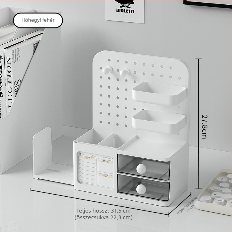 Asztali pegboard tároló doboz műanyagból, japán stílusú, 1 literes kapacitás