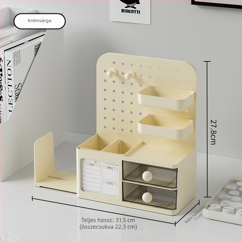Asztali pegboard tároló doboz műanyagból, japán stílusú, 1 literes kapacitás