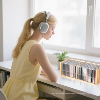 Akril és fa lemeztároló doboz – asztali rendező vinyl lemezekhez, DVD-khez és kazettákhoz, nagy kapacitású