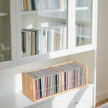 Akril és fa lemeztároló doboz – asztali rendező vinyl lemezekhez, DVD-khez és kazettákhoz, nagy kapacitású