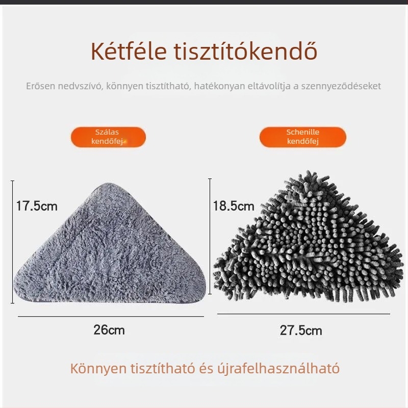 Nagy méretű csere mop fej üveg tisztításához háromszög alakú kendővel