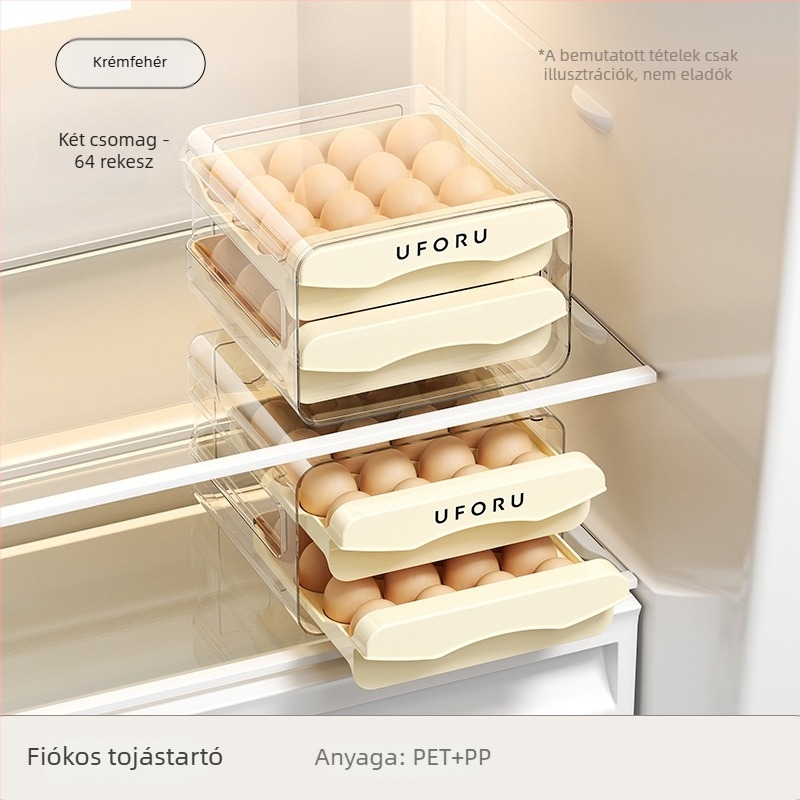 Konyhai tojásdoboz, élelmiszer-minőségű, átlátszó, kétszintes tojás-tároló, nagy kapacitású