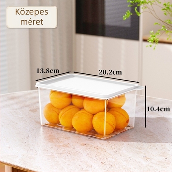 Nagyon átlátszó hűtő tároló doboz fedéllel, szagmentes és zárható, konyhai rendező, 12 L kapacitás