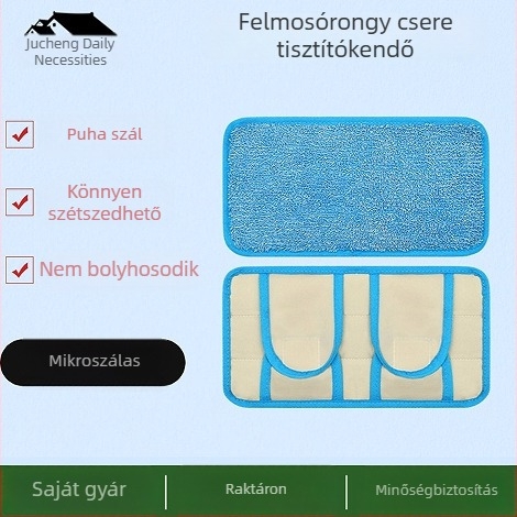 Kicserélhető mikroszálas mop fej, sík kialakítású, borítás fonott textil, Velcro-zárással