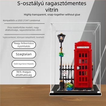 Akril kiállítási tok LEGO 21347 London Red Phone Boothhoz, átlátszó porvédett tároló doboz