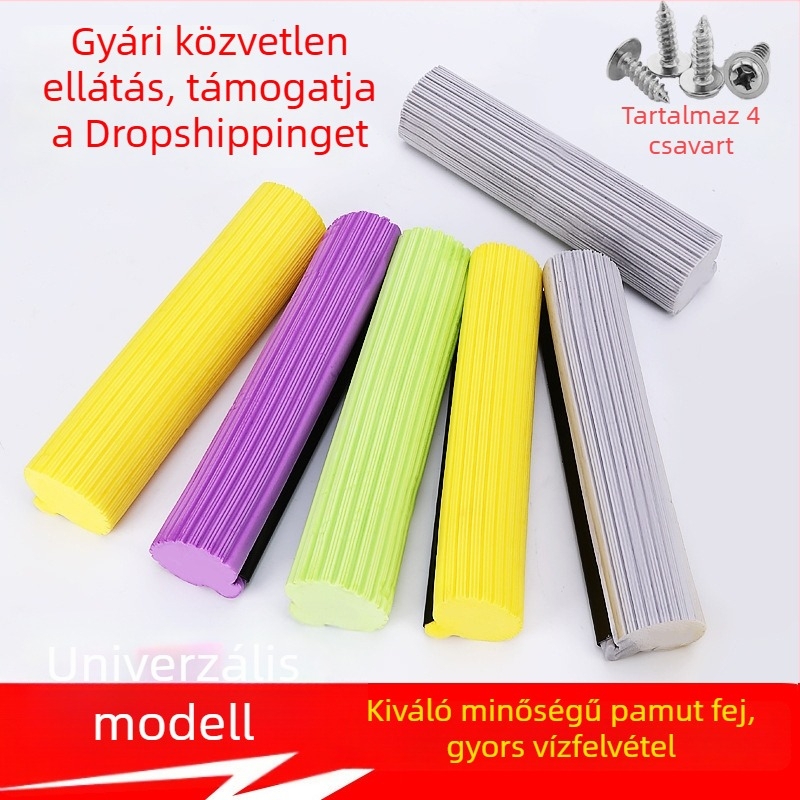 27 cm-es görgős mopfej, 38 cm-es préselt szivacs fej, PVA abszorberes cserélhető fej, mop-kiegészítők