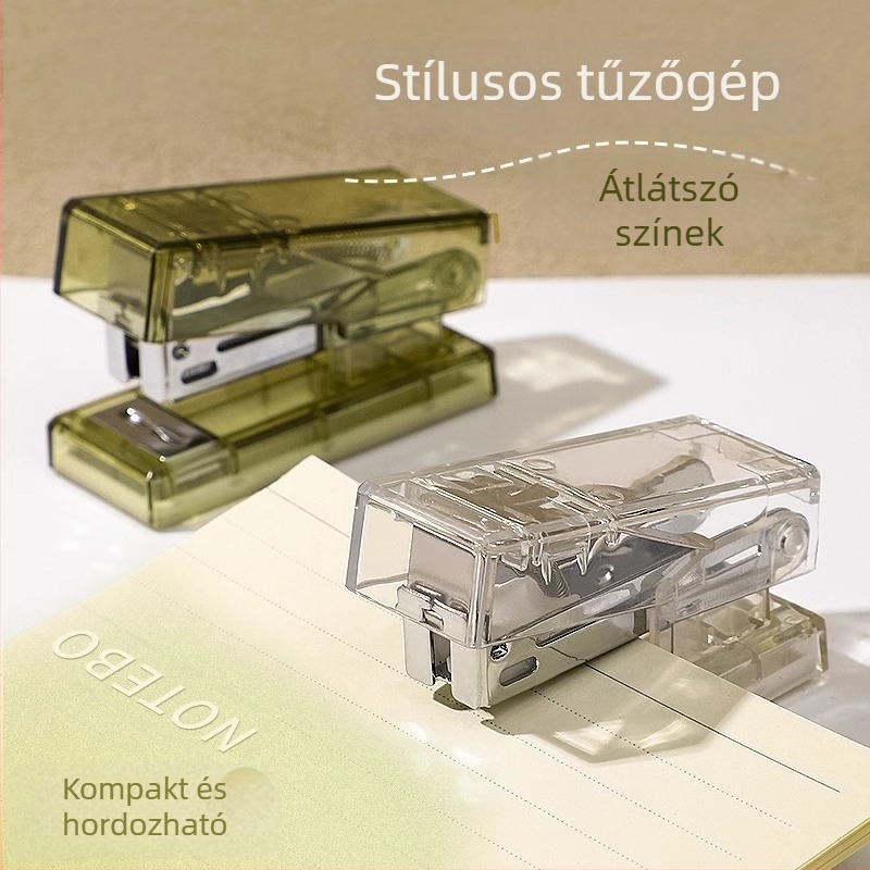 Mini tűzőgép diákoknak, kompakt kézi tűzőgép papírok összefűzéséhez, egyszerű egyszínű dizájn