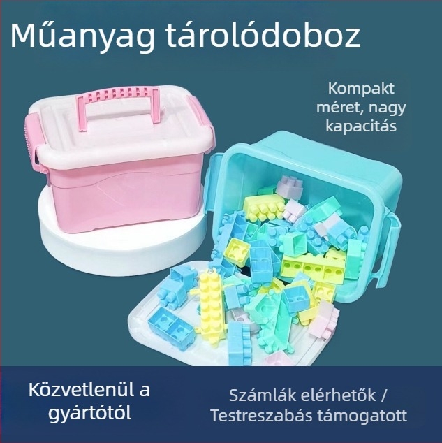 Hordozható műanyag tároló doboz 0,8 L kapacitással, nassolnivalók, játékok, űrhomok és gyurma számára