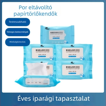 Elektrostatikus poreltávolító egyszer használatos felmosó kendők – száraz és nedves felületek tisztítására, 30 db