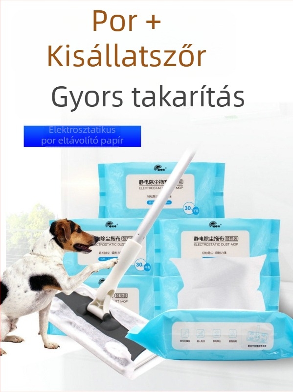 Elektrostatikus poreltávolító egyszer használatos felmosó kendők – száraz és nedves felületek tisztítására, 30 db