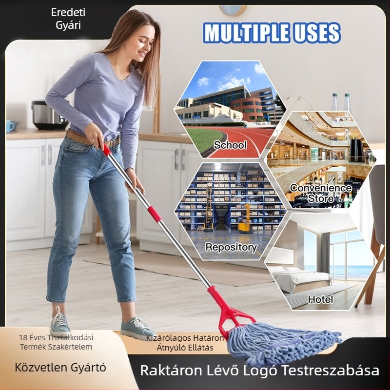 Teherbíró mikroszálas pamutfonalas mopfej, cserélhető viaszos tisztításhoz