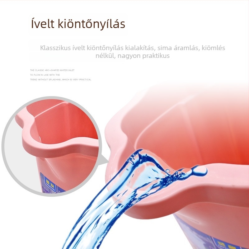 Műanyag mopvödör kerékkel, vastagított kivitel, háztartási kézi nyomású, piros tisztítóvödör