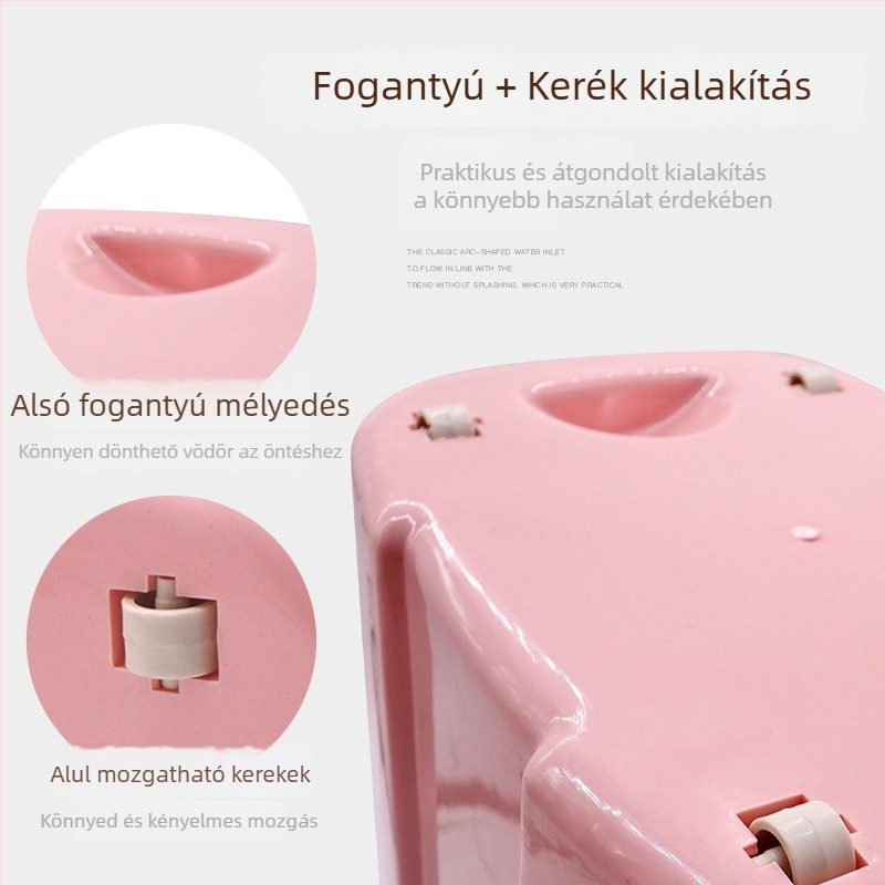 Műanyag mopvödör kerékkel, vastagított kivitel, háztartási kézi nyomású, piros tisztítóvödör