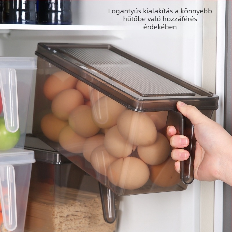 Hűtőszekrény tároló doboz, élelmiszer-minőségű frissesség megőrző doboz zöldségek, gyümölcsök és tojások számára