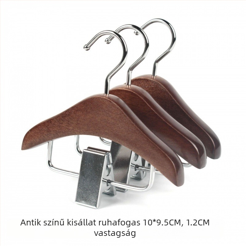 Csúszásmentes fa ruhakasztó macskáknak és kutyáknak, mini méret, tömörfa