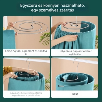 Spirálisan forgó ruhaszárító állvány háztartási erkélyre, kör alakú forgó szárító paplanokhoz, paplanhuzatokhoz, lepedőkhöz és kabátokhoz