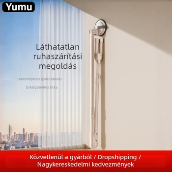 Szívócsészével ellátott teleszkópos ruhaszárító állvány padlón álló, mozgatható, fúrás nélkül, teraszhoz