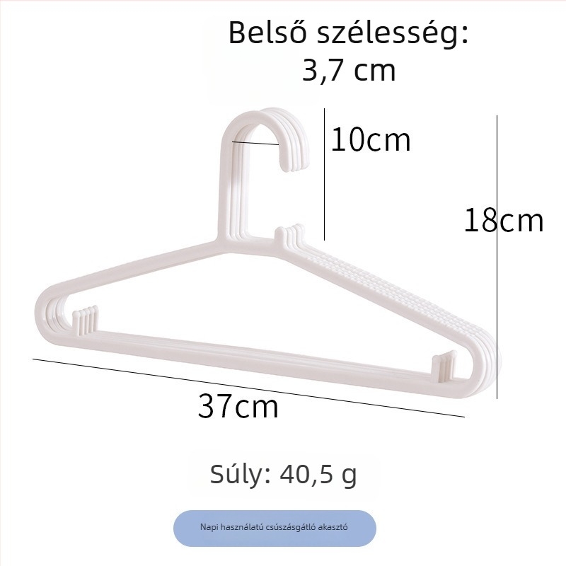 Varrat nélküli műanyag ruhafogas, csúszásmentes, vastagított, masszív otthoni használatra