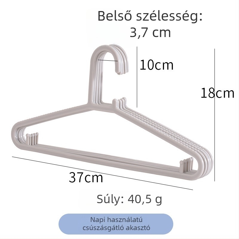 Varrat nélküli műanyag ruhafogas, csúszásmentes, vastagított, masszív otthoni használatra