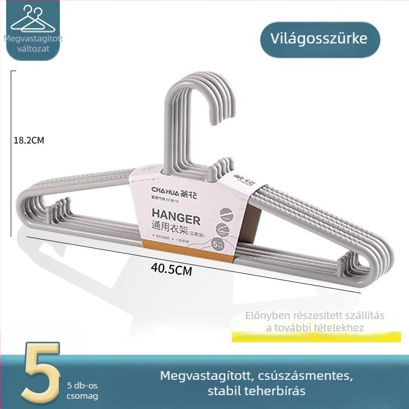Camellia műanyag ruhatartó akasztó, vastagított kivitel, csúszásmentes, szélálló, gardróbhoz