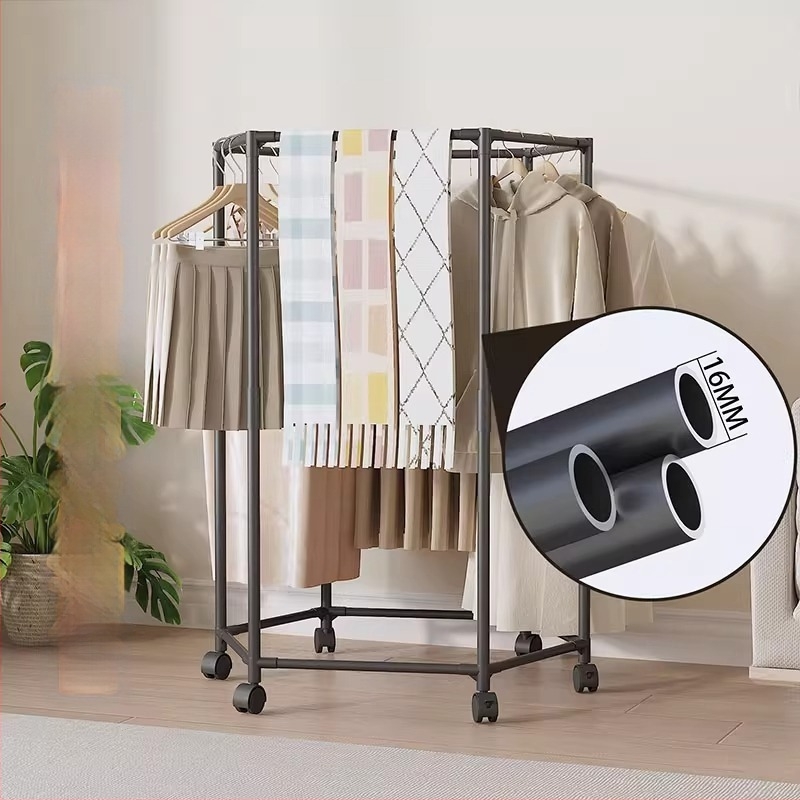 Padlón álló ruhaszárító állvány, ruhaszárító a hálószobába, multifunkcionális nagy kapacitású tárolópolc, ruhaszárító rúd, modern, minimalistikus otthoni dizájn