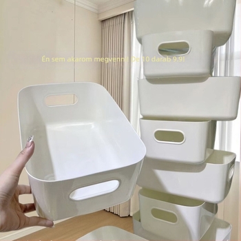 Fehér asztali tároló doboz műanyagból, téglalap alakú, kozmetikumok és nasik számára, konyha, modern minimalista stílus, nagy kapacitás