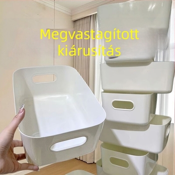 Fehér asztali tároló doboz műanyagból, téglalap alakú, kozmetikumok és nasik számára, konyha, modern minimalista stílus, nagy kapacitás