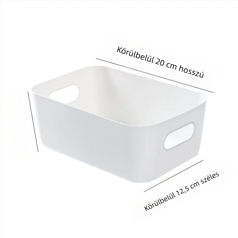 Fehér asztali tároló doboz műanyagból, téglalap alakú, kozmetikumok és nasik számára, konyha, modern minimalista stílus, nagy kapacitás